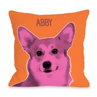 One Bella Casa Personalized Whisker Dog Corgi Throw Pillow HMW9550